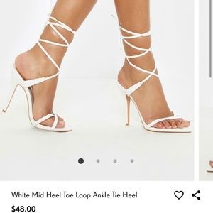 White lace up heels
